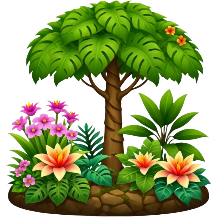 garden with exoctic plants and trees emoji