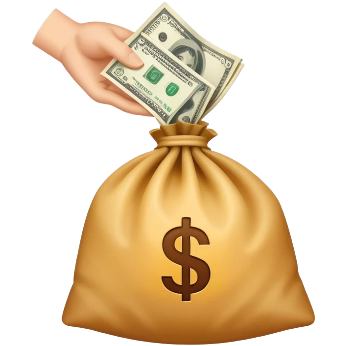 a hand holding a bag of money emoji