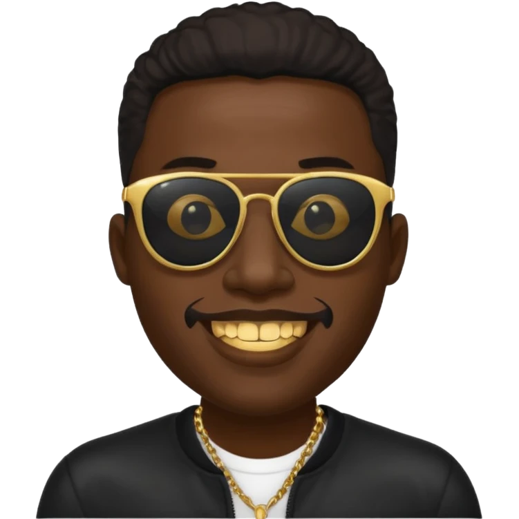 Black man with golds in mouth and black sun glasses emoji