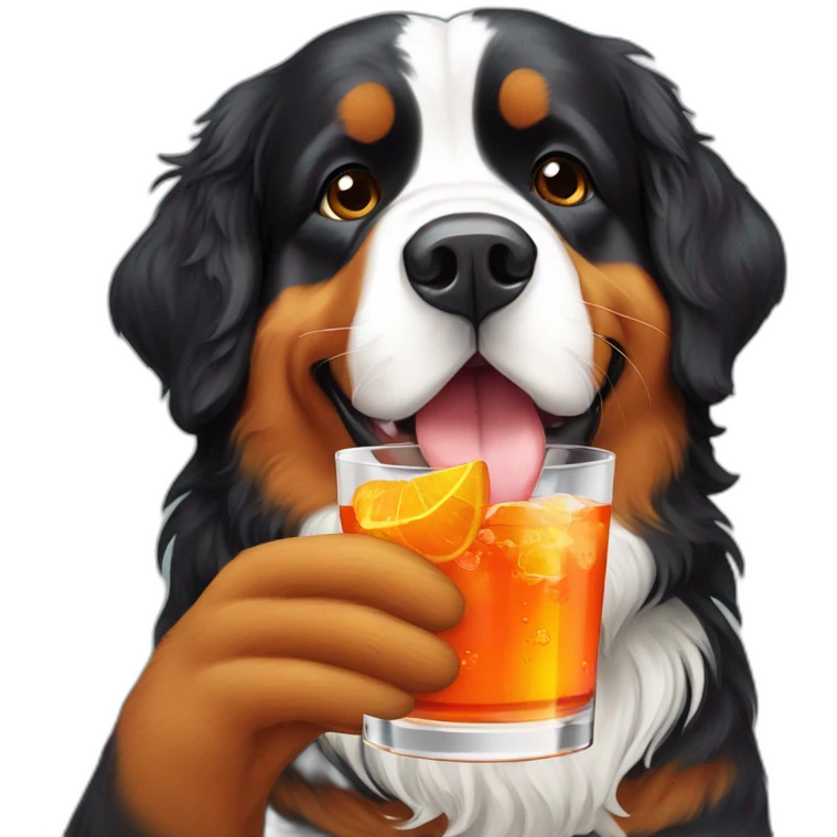 bernese dog drinking APEROL emoji