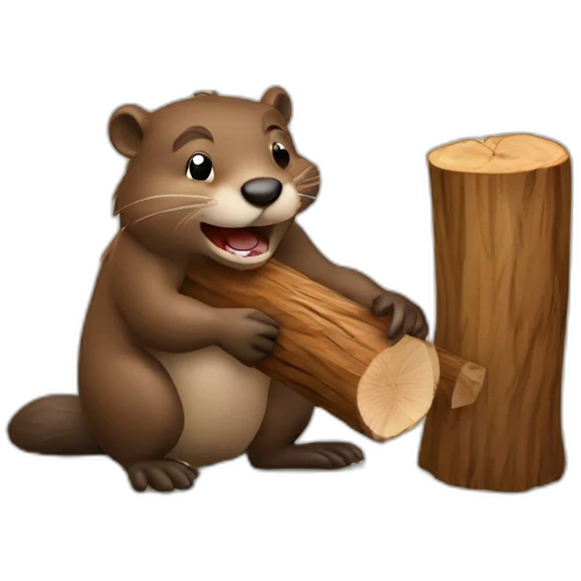 Beaver biting wood emoji