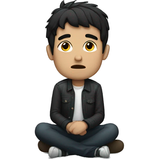 White man with black hair sitting and crying  emoji