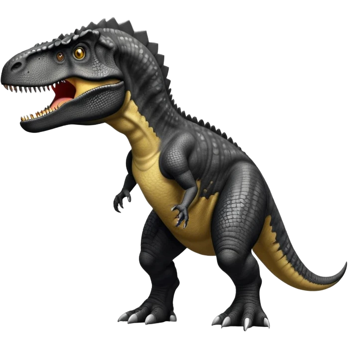 Fully black giganotosaurus with one tail and 2 limbs each emoji