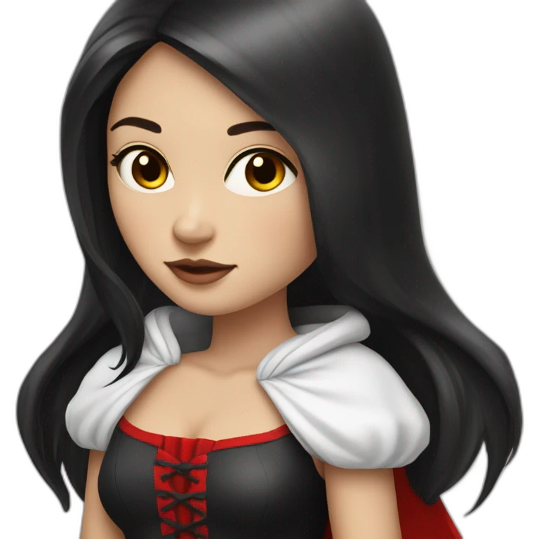 white-girl-long-straight-black-hair-with-white-streak-hair-and-red-ridding-hood emoji