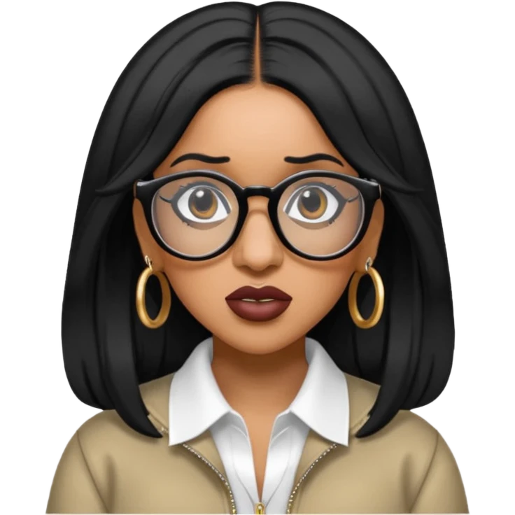 rapper Cardi B black hair wear glasses emoji