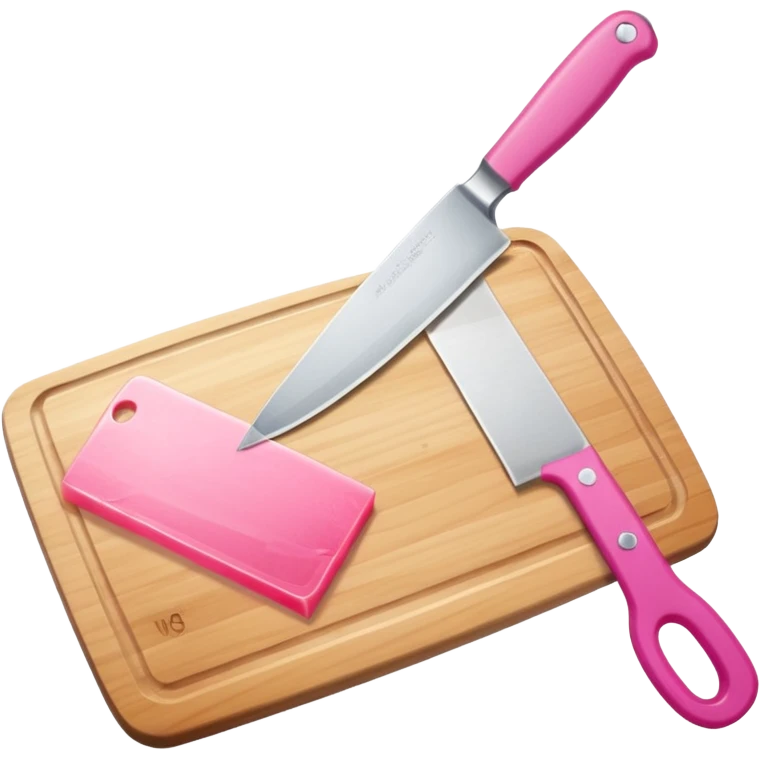 a cutting board with pink knife in bag emoji
