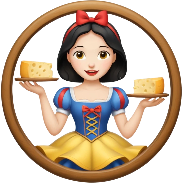 happy Snow White holding cheese emoji