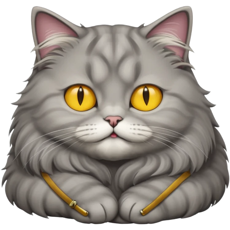 grey fluffy british long hair cat with yellow eyes ist sleeping emoji