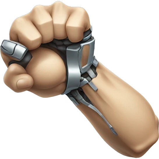 Cyborg arm only flexing bicep emoji