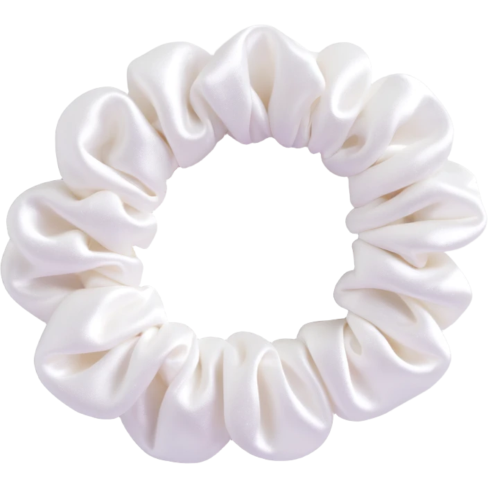 small silky twisted white scrunchie with shimmer effect emoji