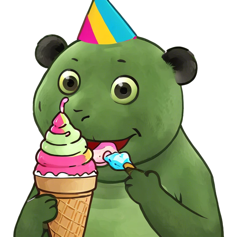 Panda eating ice cream emoji