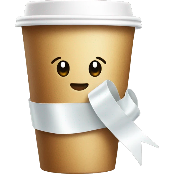 Starbucks cup with a white ribbon around it emoji