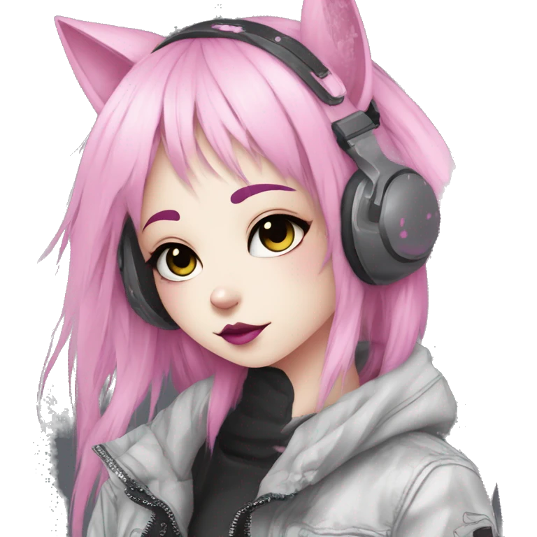 Edgy Kawaii Cute Cool Cartoon Anime Punk Techwear Gothic Catgirl emoji