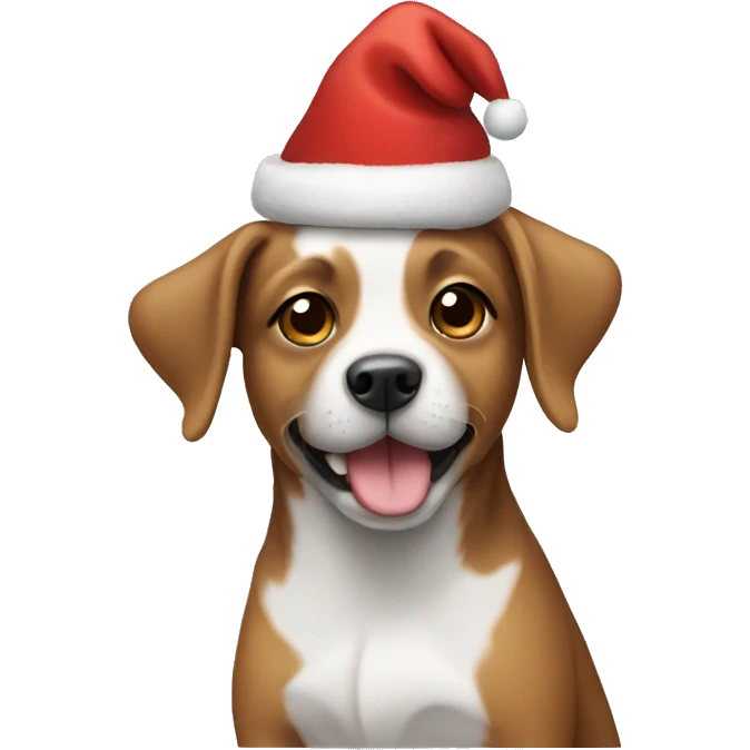 dog wearing a christmas hat emoji