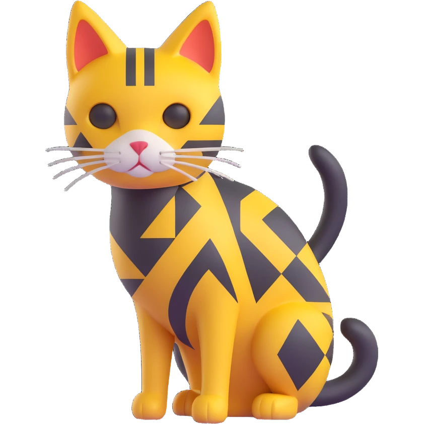 confident and strong cat inspired by the Binance logo, yellow and black colors, geometric patterns emoji