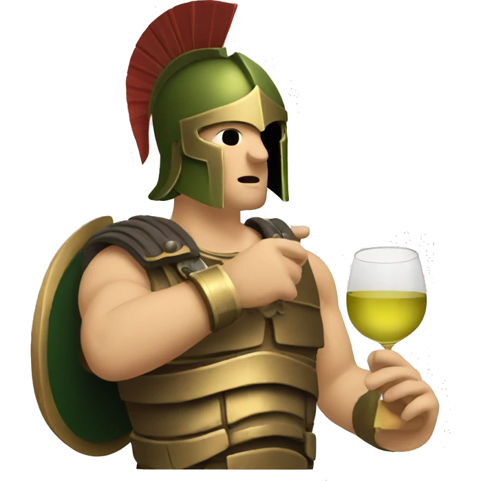 Greek Spartan drinking white wine with bronze armour emoji