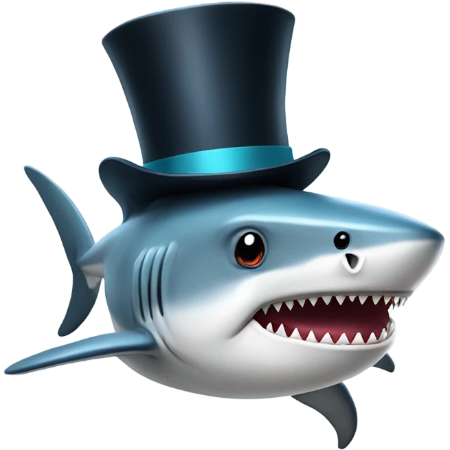 Shark with a top hat emoji