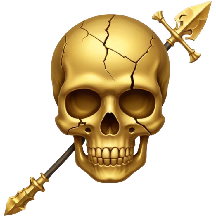 broken gold skull with a spear emoji