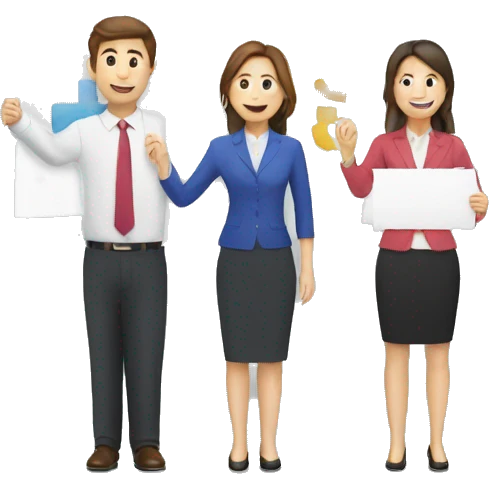 4 people holding Fiscal team sign emoji