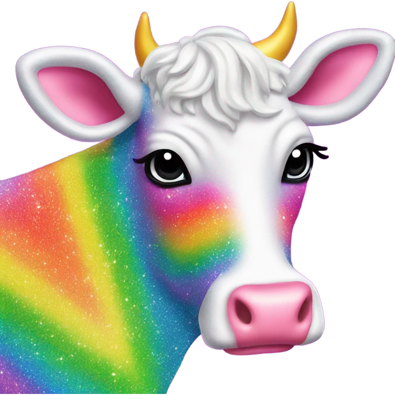 Lisa frank glitter sun rainbow cow emoji