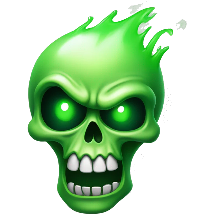 spitting green fire skull with huge cartoony eyes emoji