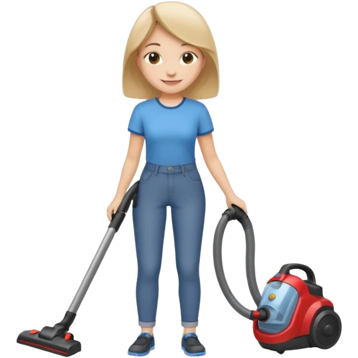smiling girl vacuuming emoji
