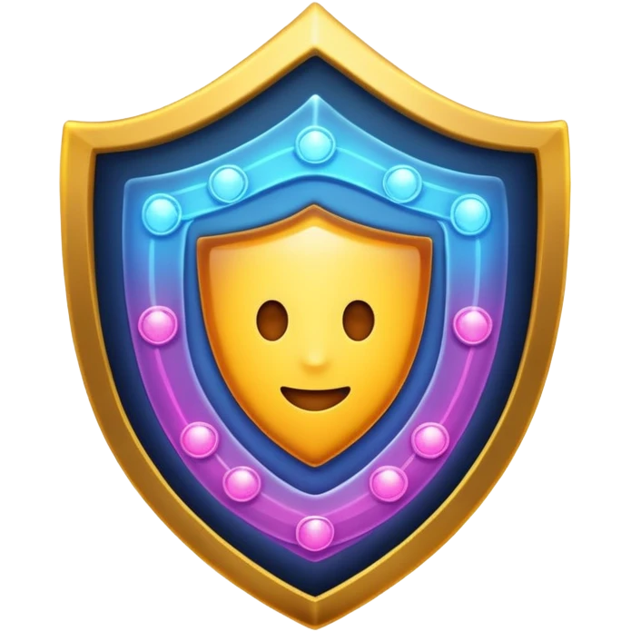 Glowing shield protecting cells, anti-inflammatory compounds, calm energy waves, clean simple emoji style emoji