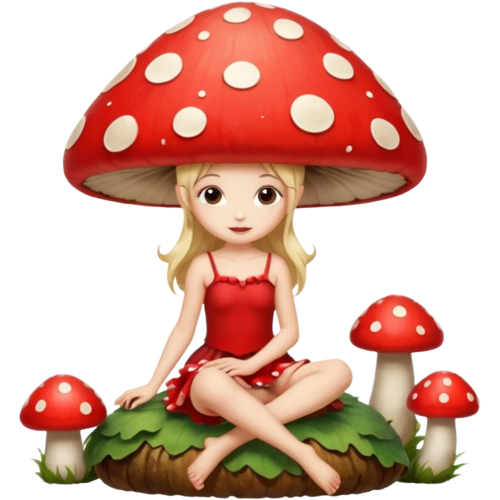Fairy sitting on mushroom emoji
