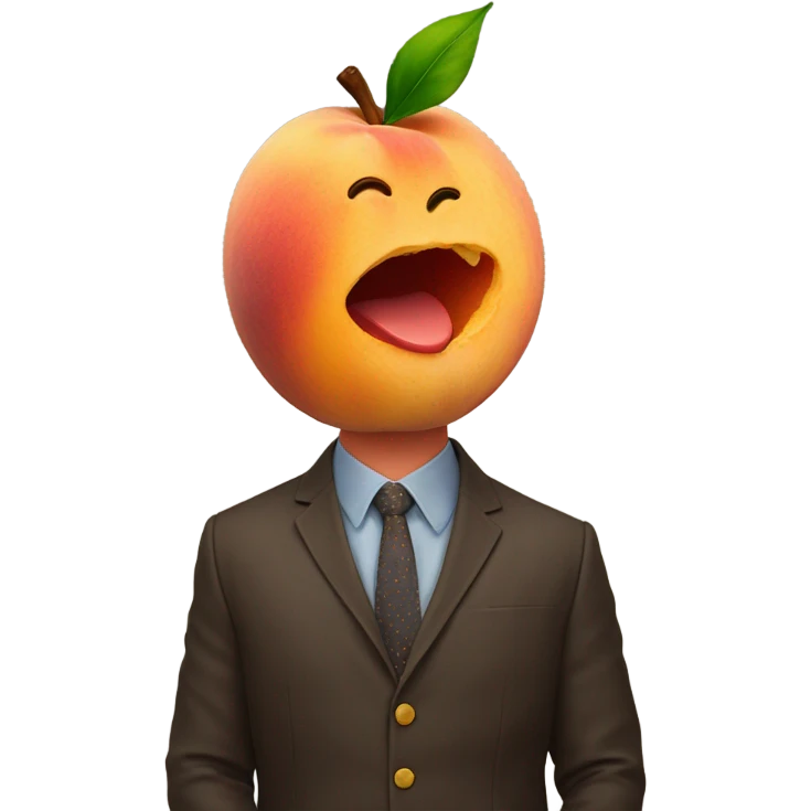 A peach shaped like 🍑being eat by a guy emoji