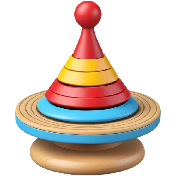 spinning top toy with motion lines, fun and friendly emoji