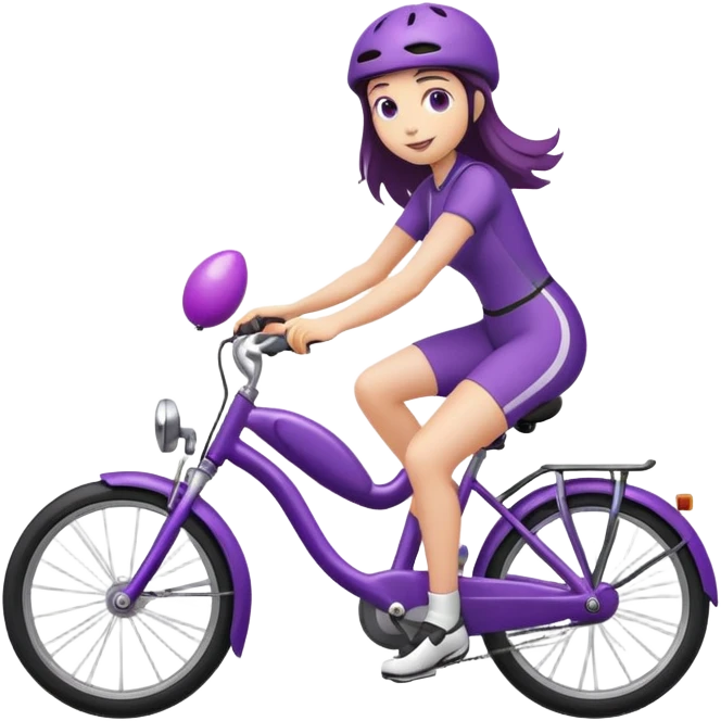 Girl holding egg plant riding a bike emoji