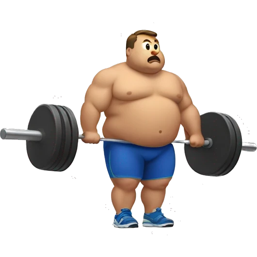 Fat man lifting barbell emoji