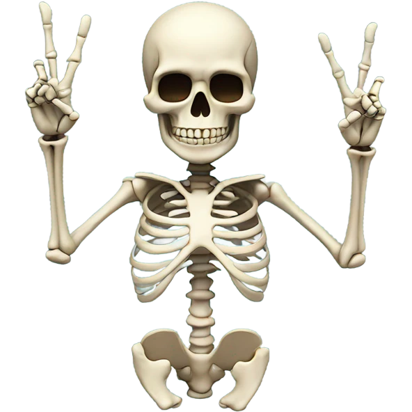 Skeleton doing the peace sign emoji