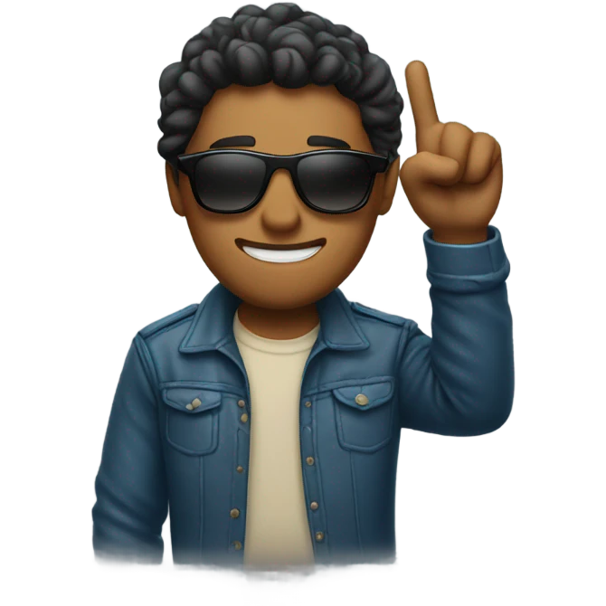 Guy wearing sunglasses sticking up the middle finger￼  emoji