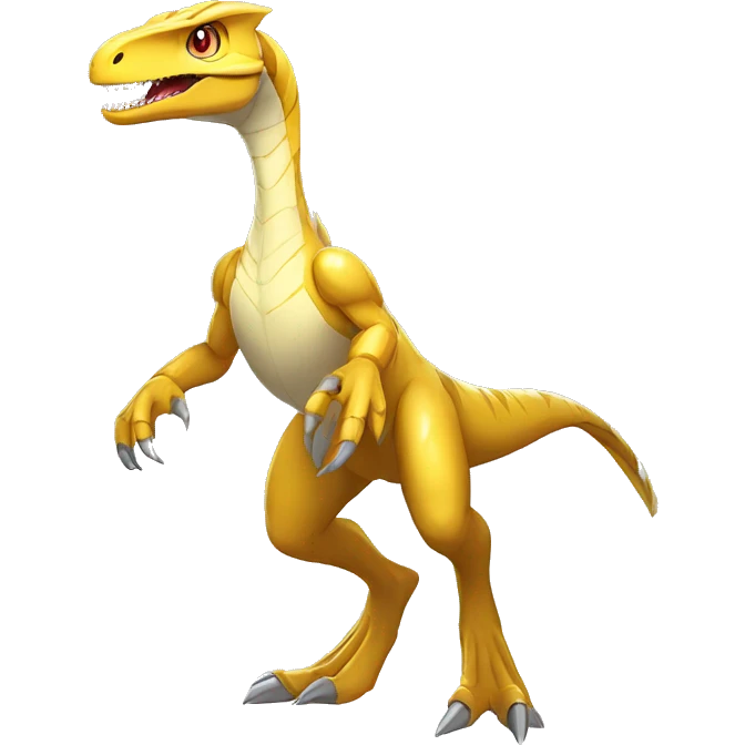 Futuristic Shiny Velociraptor-Fakémon-Pokémon Full Body emoji