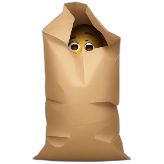 a person hiding their head in a paper bag full of shame emoji