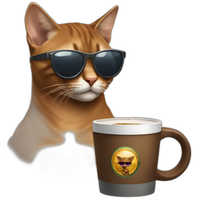 gangster-with-a-Abyssinian cat-gun-and-sunglasses-drinking-coffee emoji