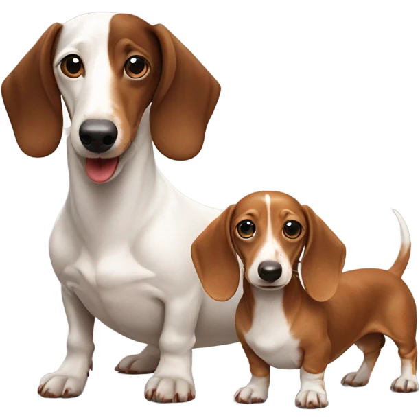 white Dachshund and brown Dachshund emoji