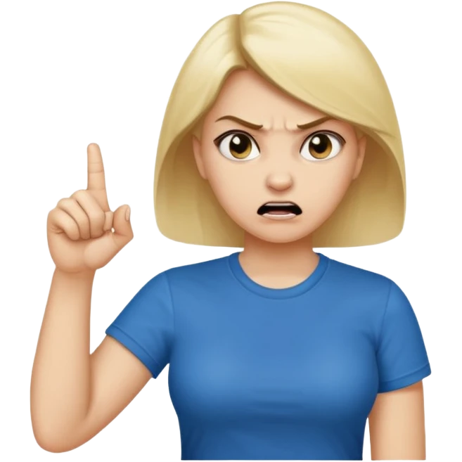 An angry lady with her finger up and the letters “Don’t PMO” in a speech bubble  emoji