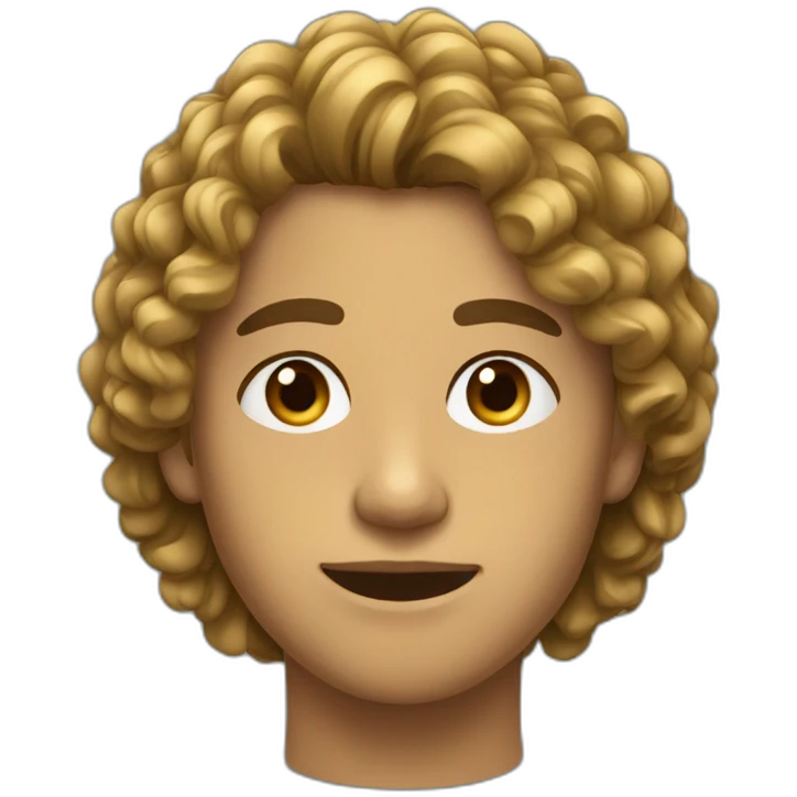 teenager with disconnecting beard olive skin and curly medium long hair emoji