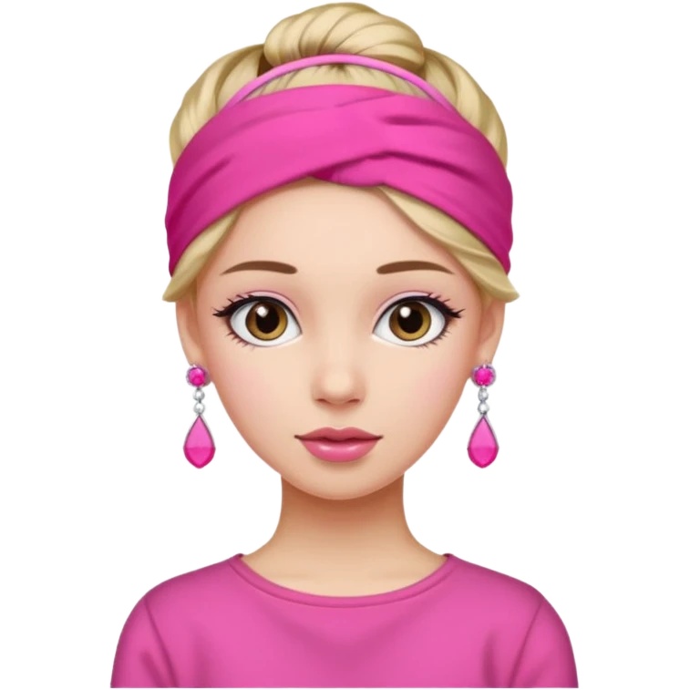 Fashion girl with pink headband and earrings emoji