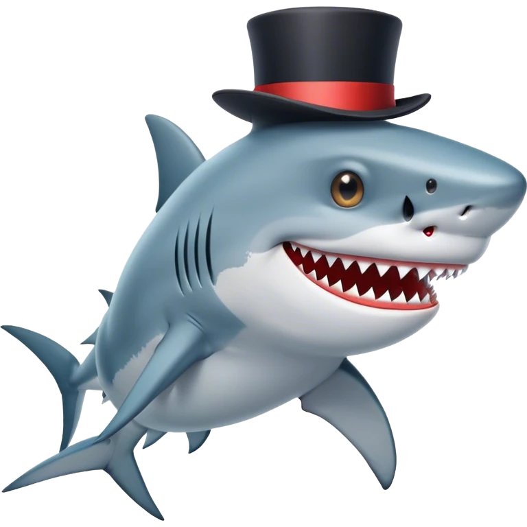 Shark with a top hat emoji