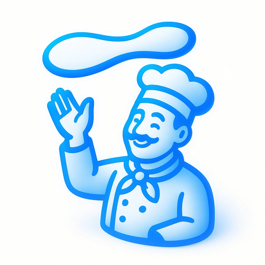 smiling Italian chef spinning pizza dough emoji