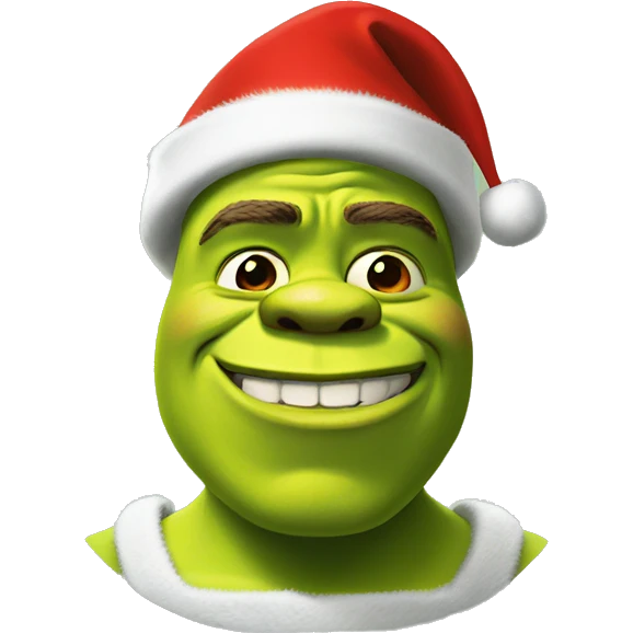 Shrek with a Santa hat emoji
