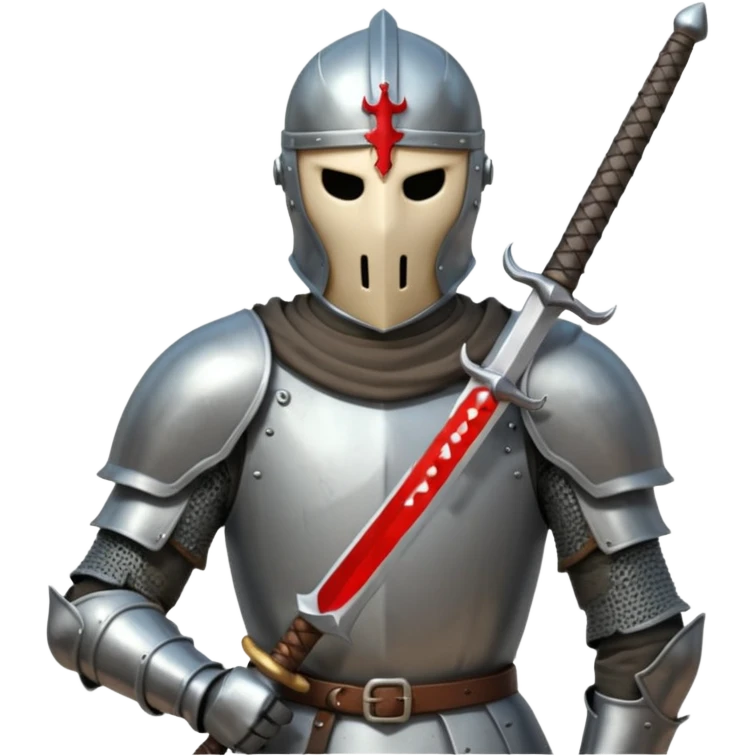 Headless Knight with Sword close up with horror look emoji
