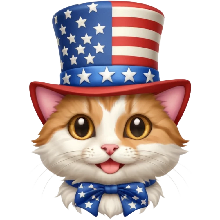 happy kitten wearing an american flag top hat emoji