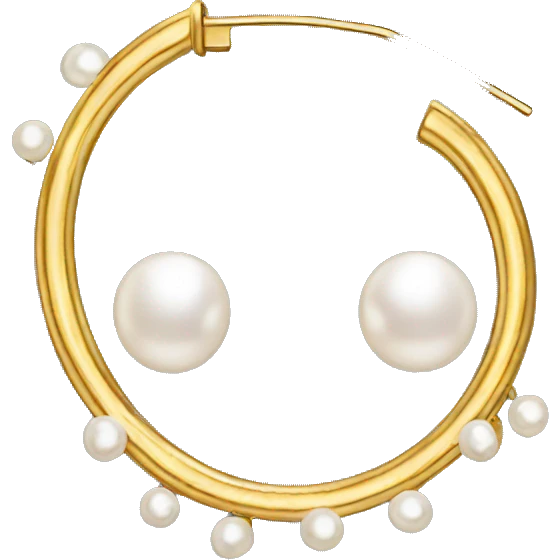 Gold hoop earrings with pearls emoji