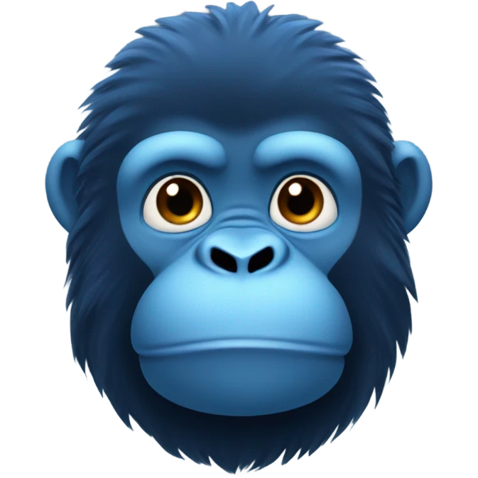 Create an emoji of a cute stuffed gorilla that has dark blue fur and light blue skin. Super cute and very very chubby  emoji