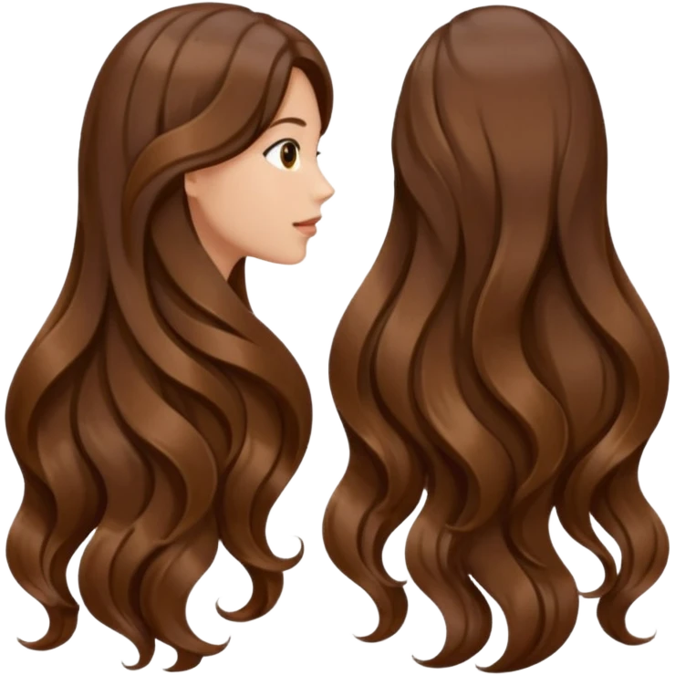 back view of long brown hair emoji