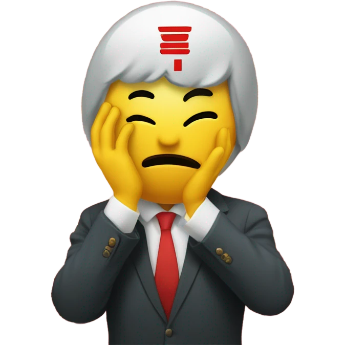  “Facepalm (China)”: A smiley doing a facepalm with Chinese characters in the background, symbolizing business process incomprehension emoji